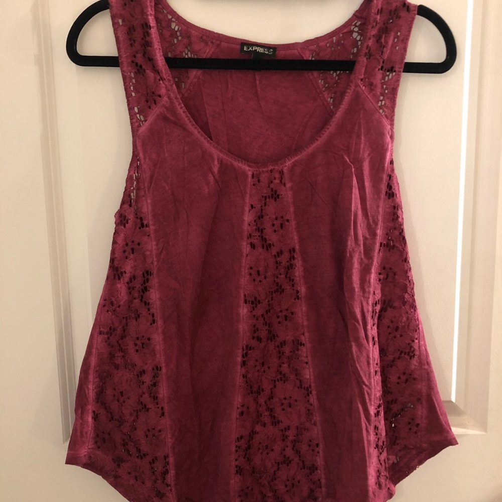 Express tank top flowy with lace cut out